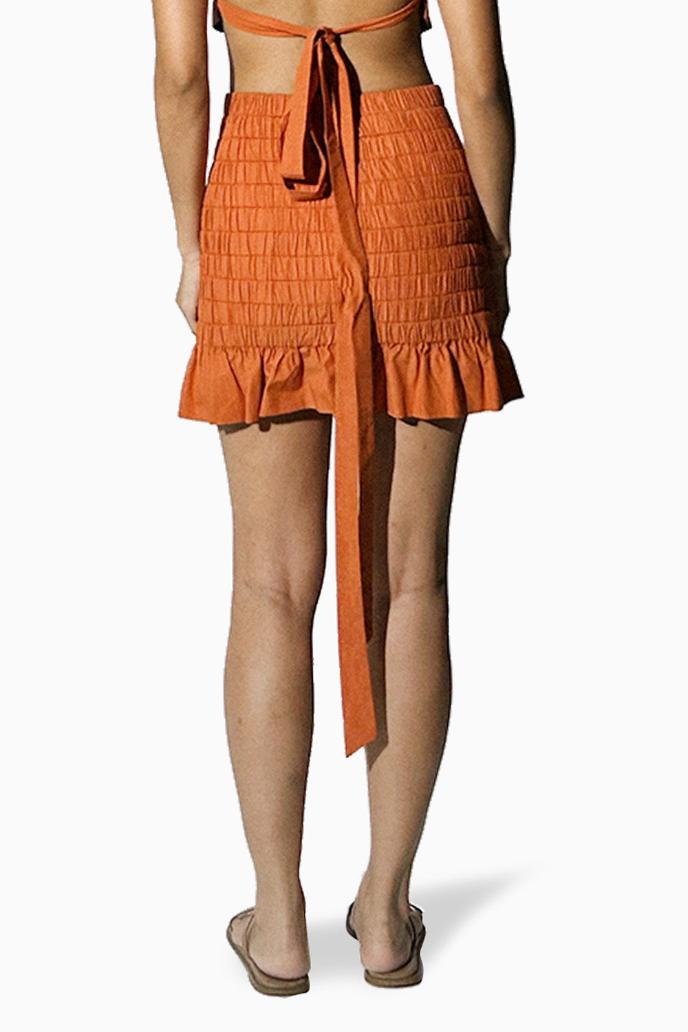 Terracotta Ruched High-waist Skirt