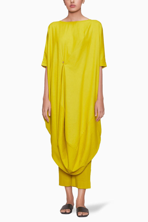Yellow Cowl Button Tunic
