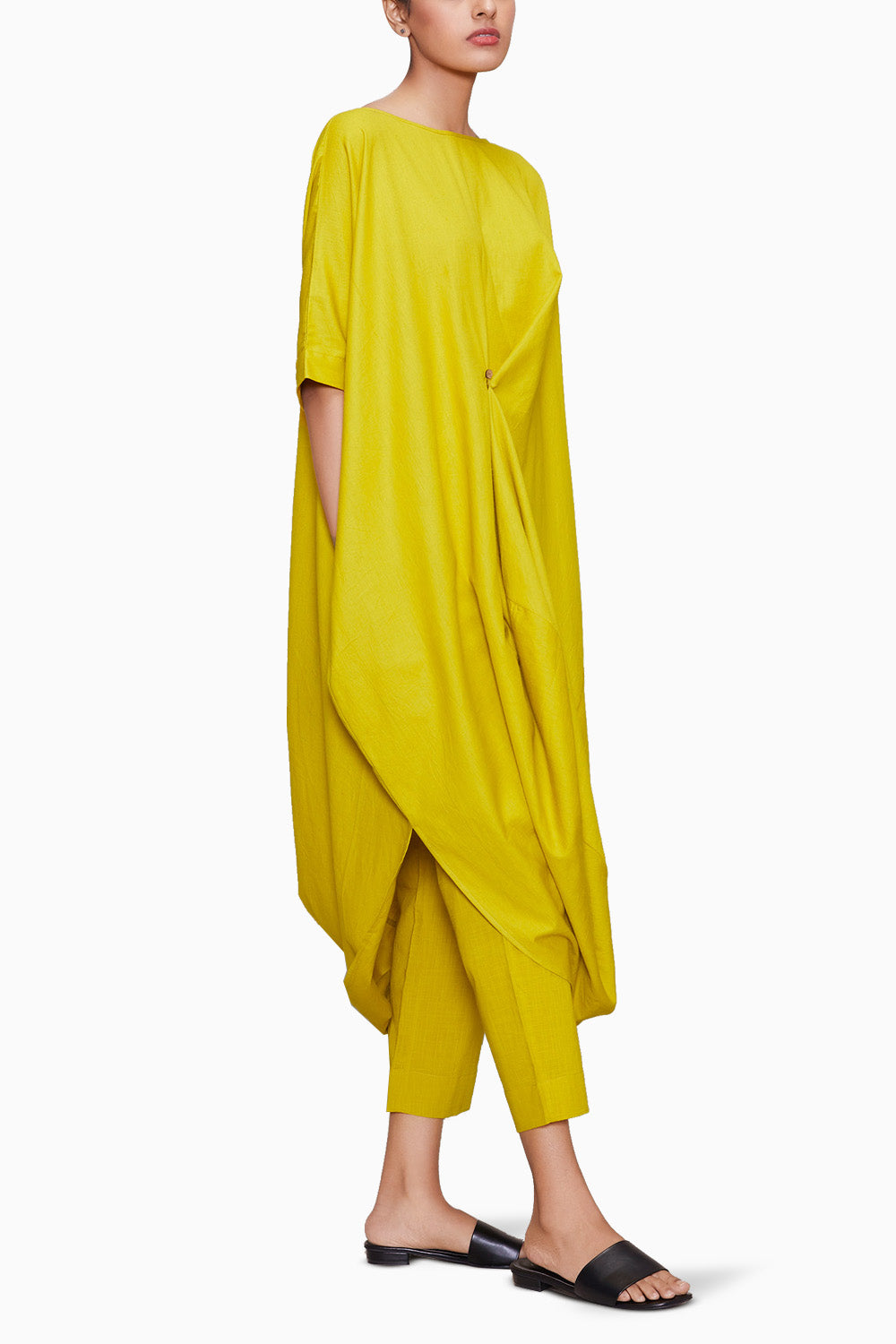 Yellow Cowl Button Tunic