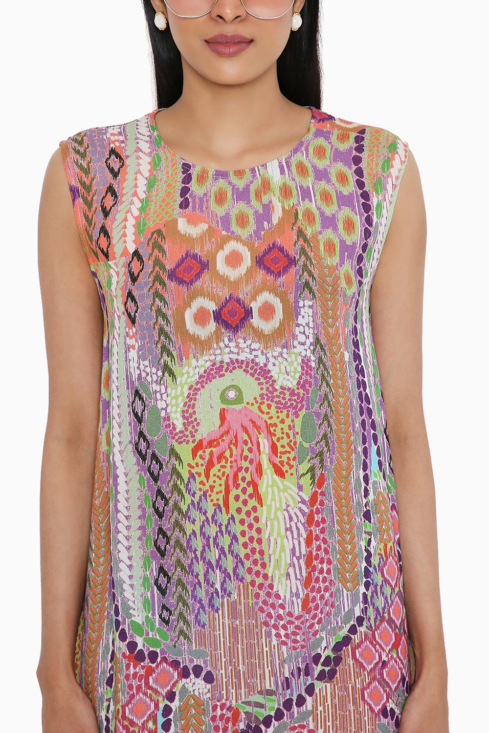 Multicolor Wrinkle Side Tale Tunic