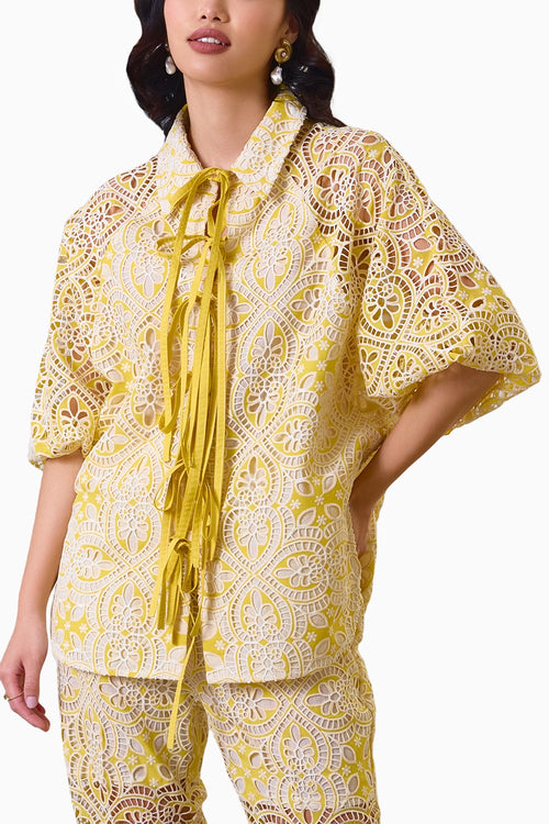 Sunshine Lace Elegance Tie-Up Shirt