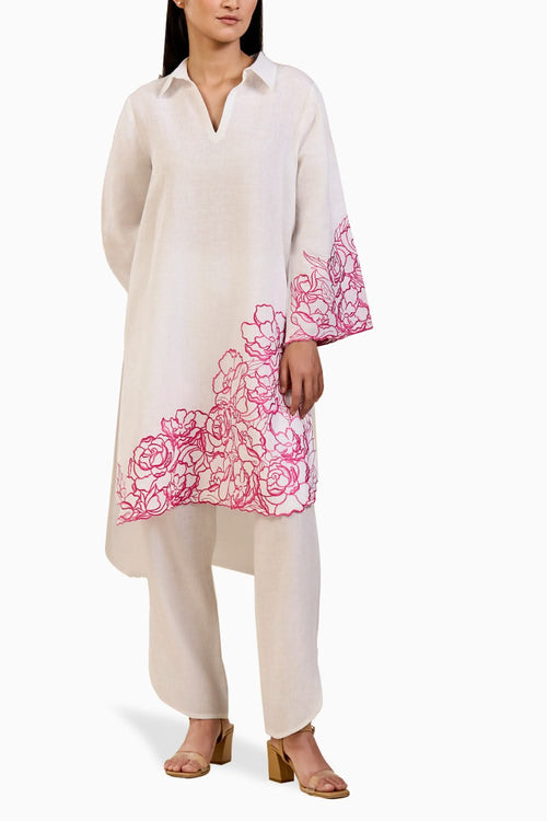 Rose Garden Co-ord Set in Pink Embroidery
