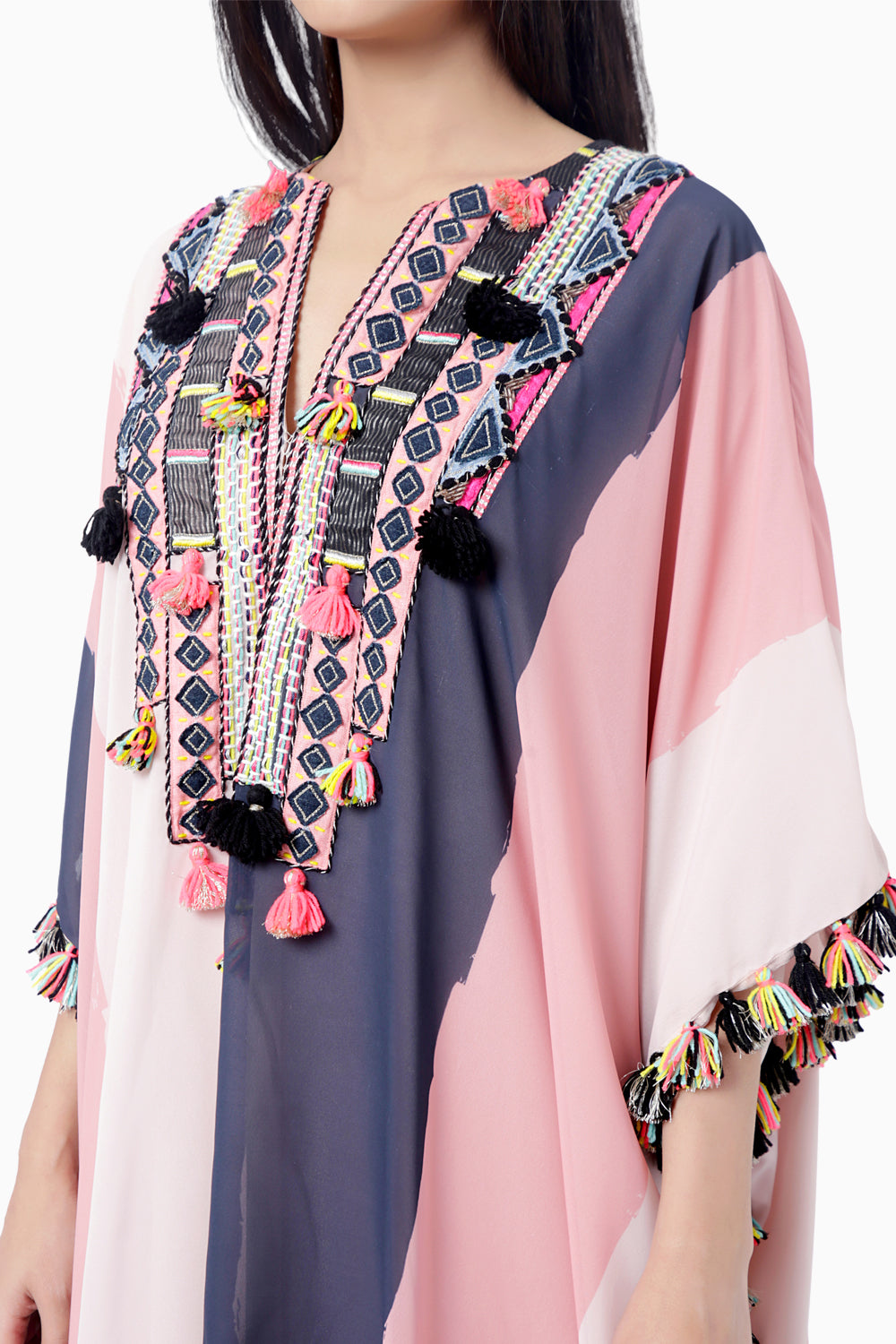 Sadaf Coral Short Kaftan with Palazzo