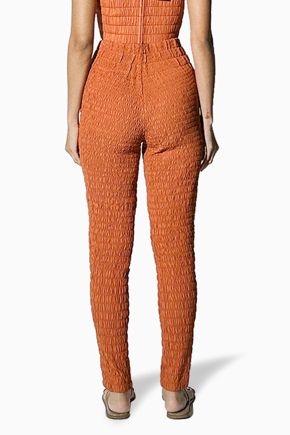 Terracotta Smocked Straight Pants