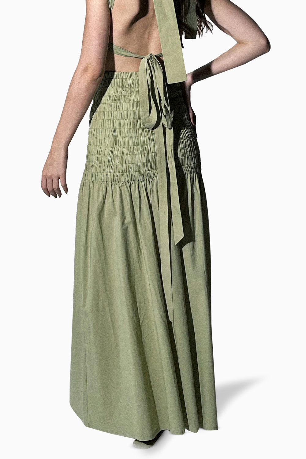 Sea Green Ruched Long Skirt