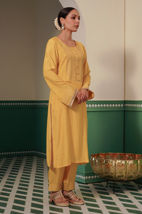 Tulip Zari Embroidered Modal Kurta with Pants
