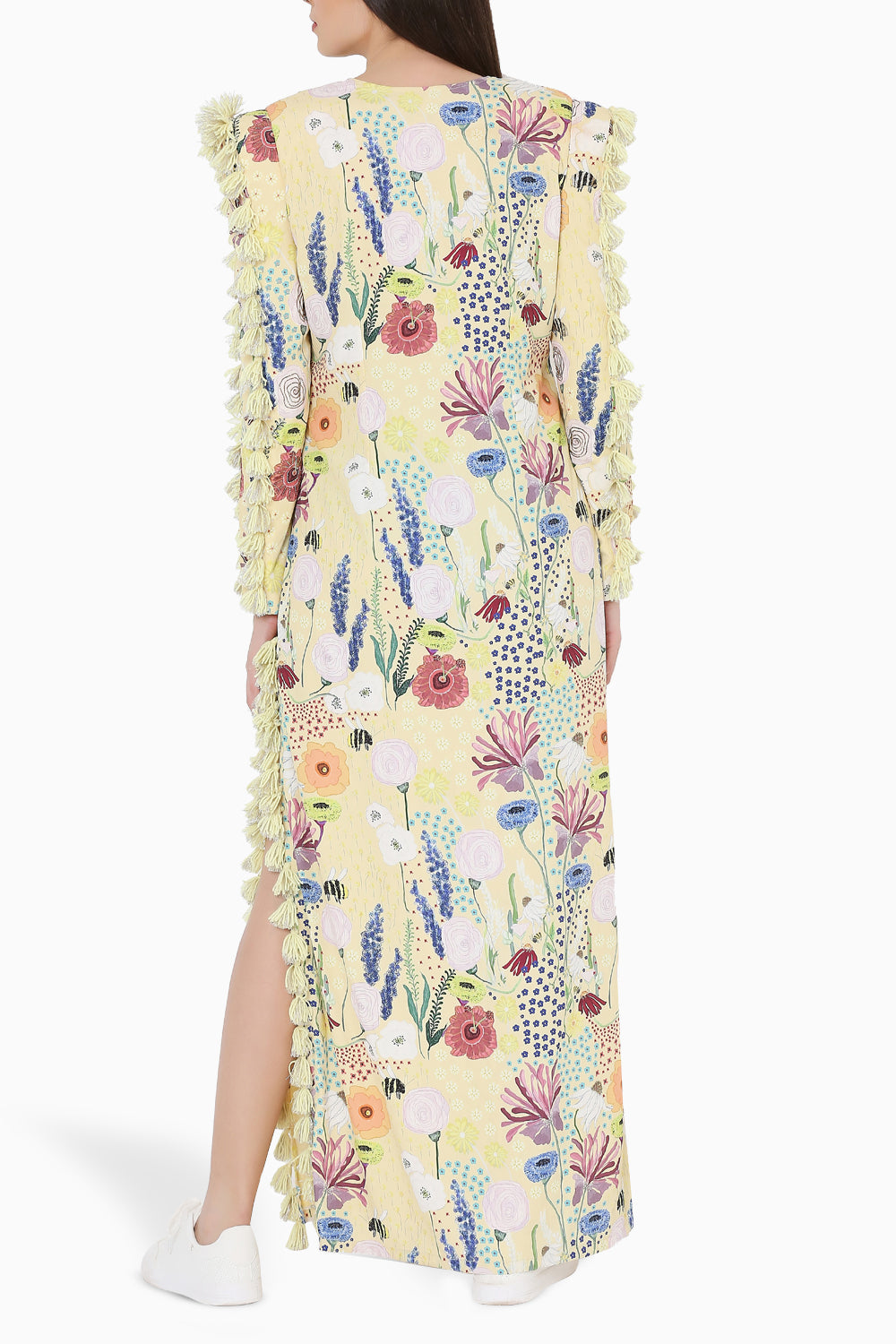 Yellow Printed High Slit Kaftan