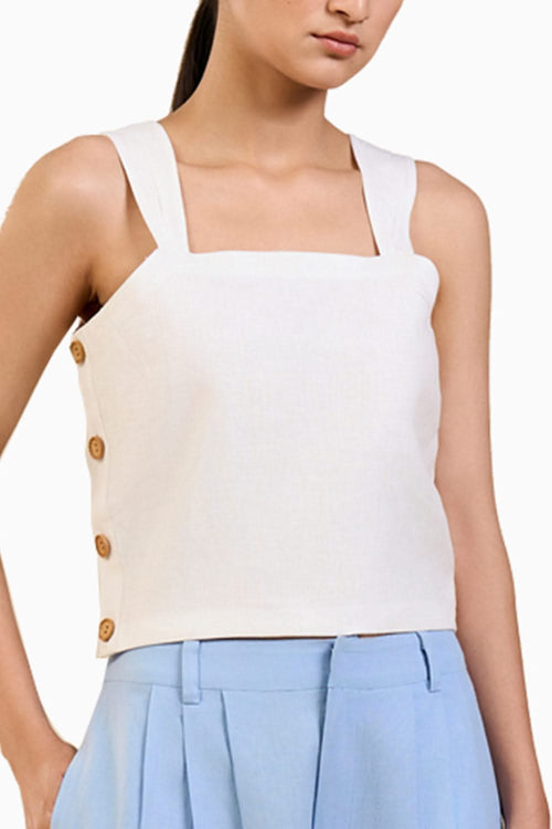 Dewdrop Camisole in White Linen