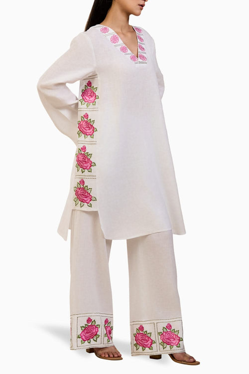 Primrose Co-ord Set in Pink Embroidery