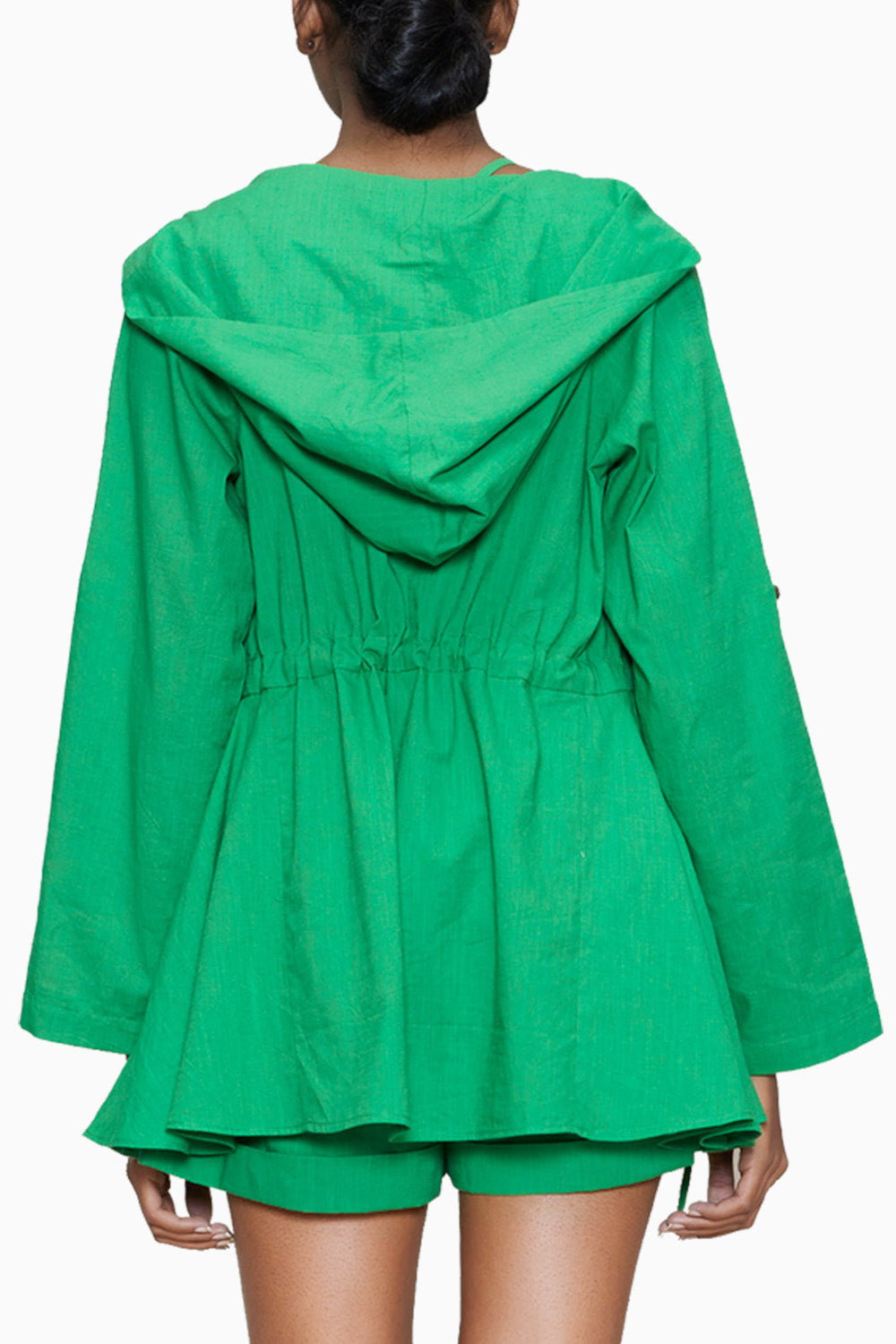 Green Hooded Shorts Set