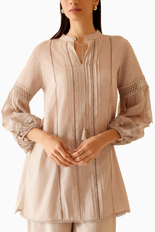 Cecile Beige Tunic And Pant