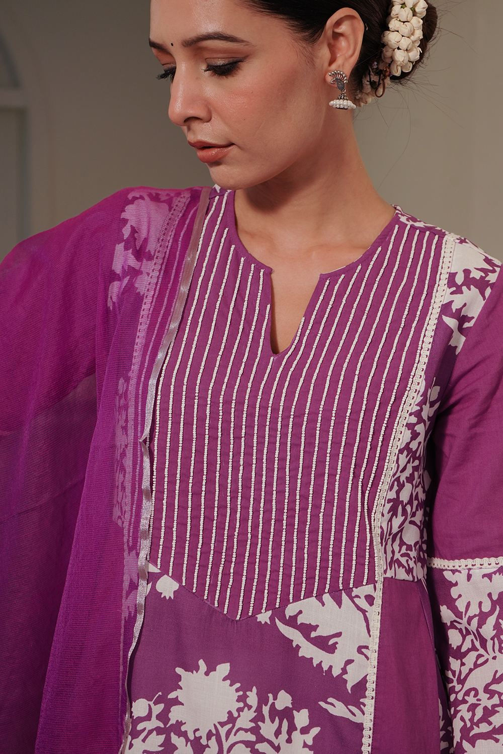 Periwinkle Charm Embroidered Kurta with Narrow Pants