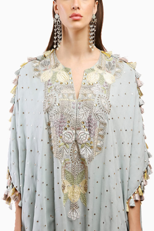 Powder Blue High Low Kurta with Pant