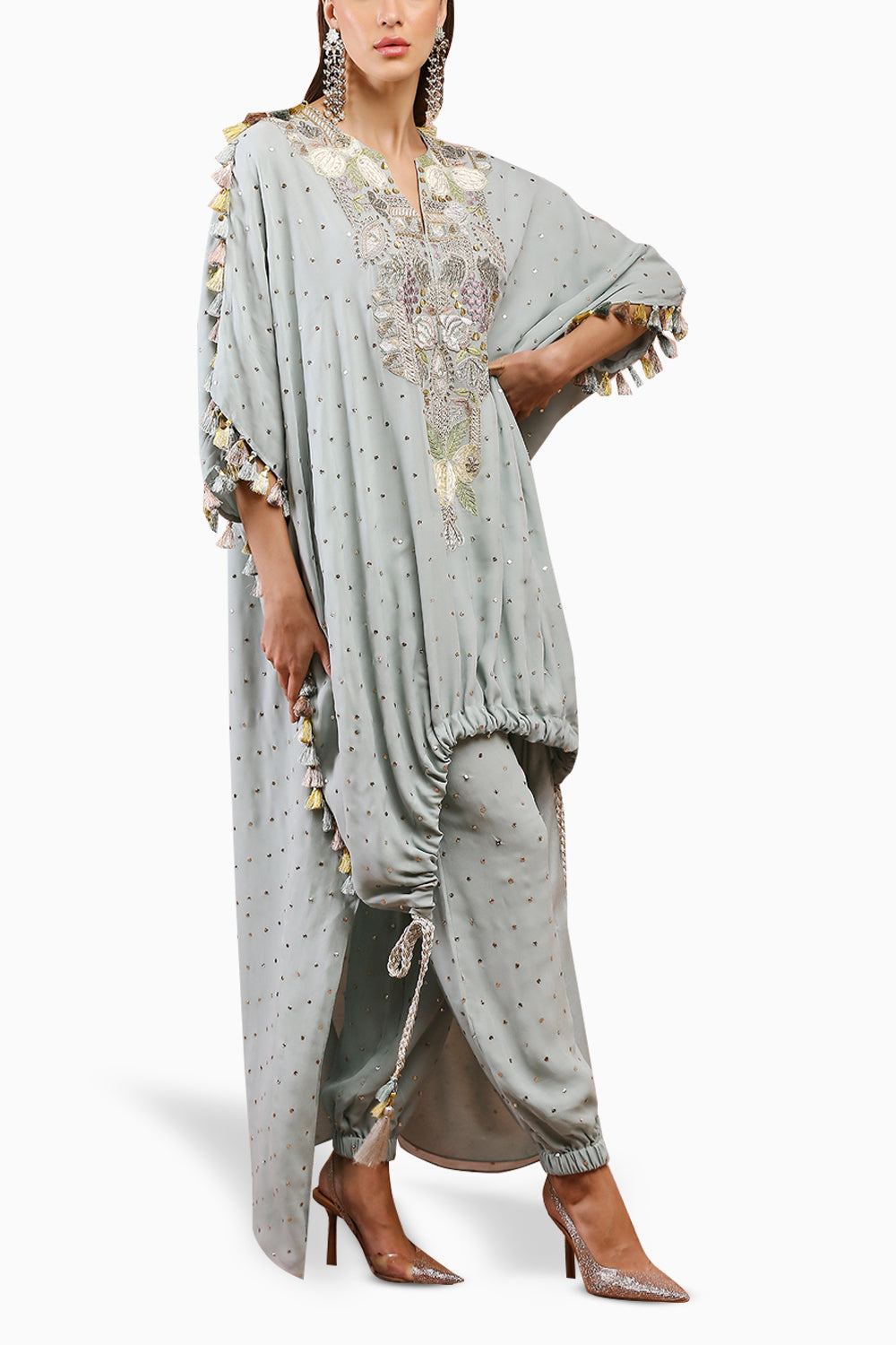 Powder Blue High Low Kurta with Pant