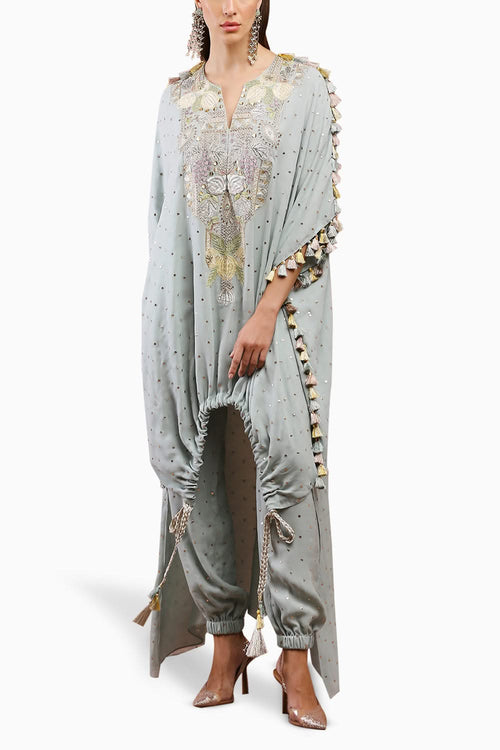 Powder Blue High Low Kurta with Pant