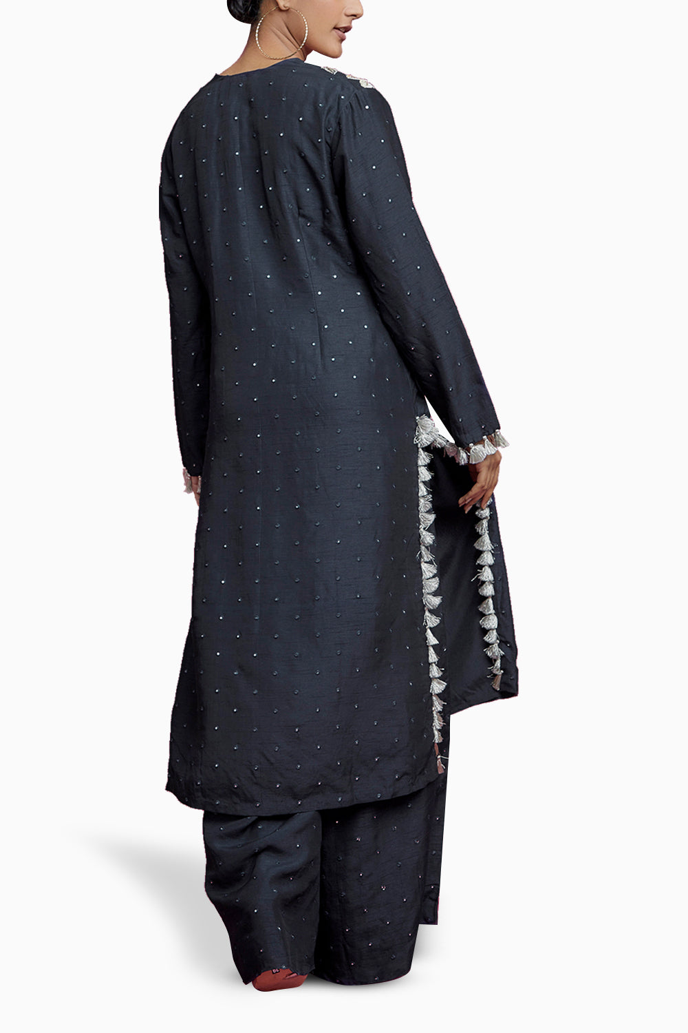 Midnight Blue Embroidered Yoke Kurta Set