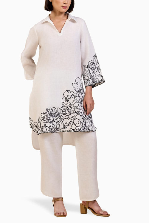 Rose Garden Co-ord Set in Black Embroidery