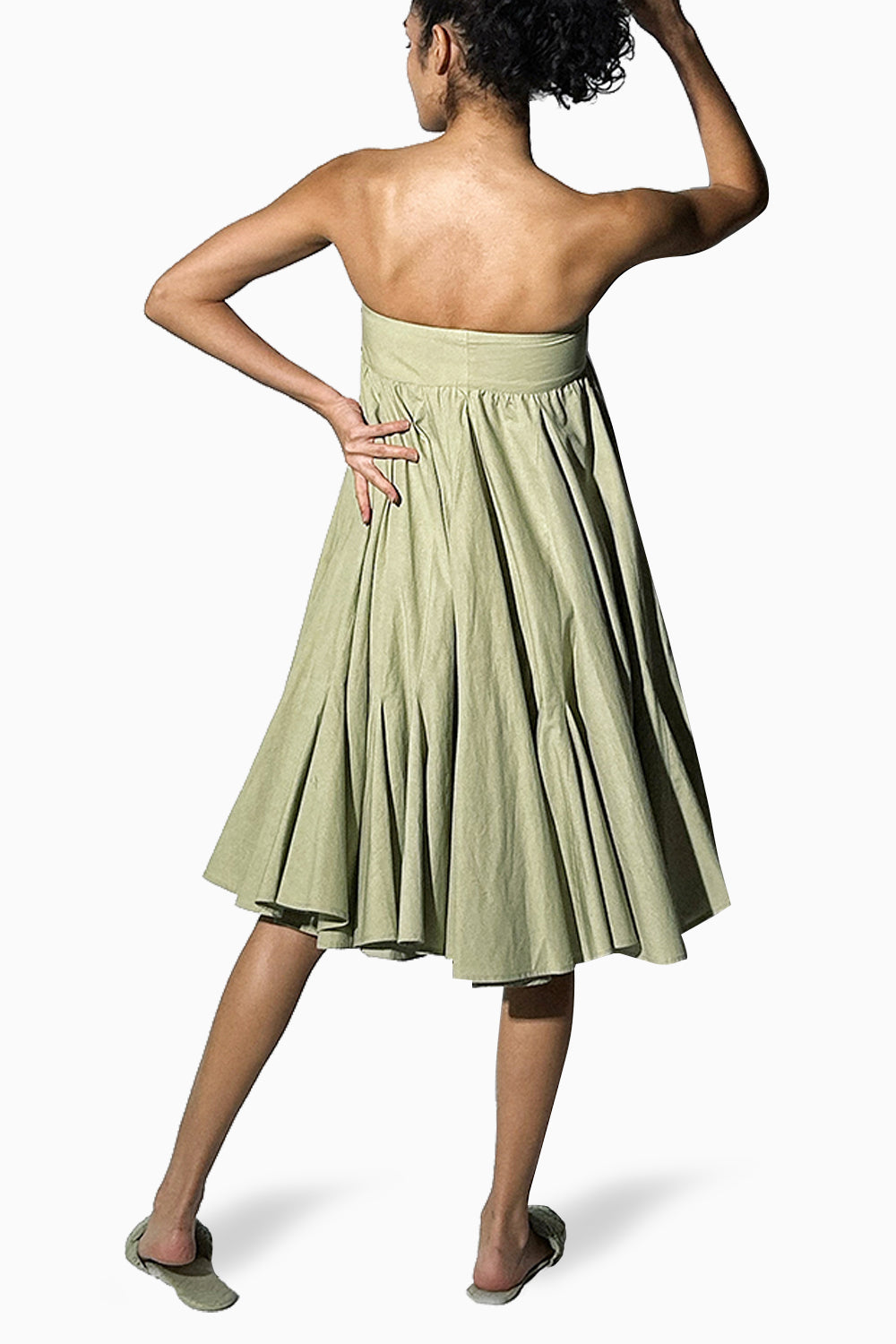 Sea Green Poplin Bow Skirt Dress