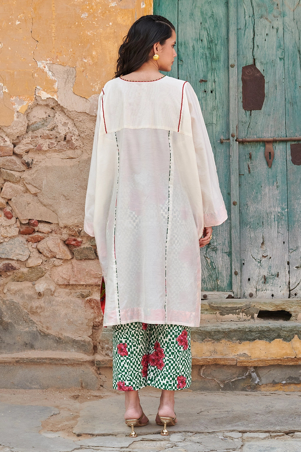 Luna Ivory and Green Co-ord Set