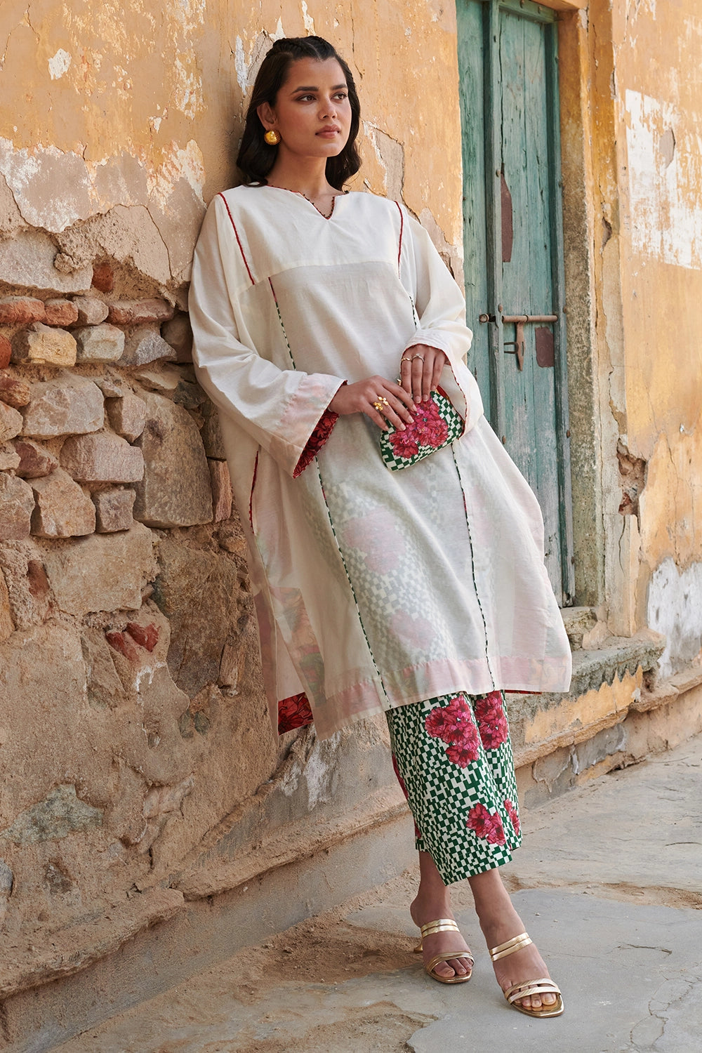 Luna Ivory and Green Co-ord Set