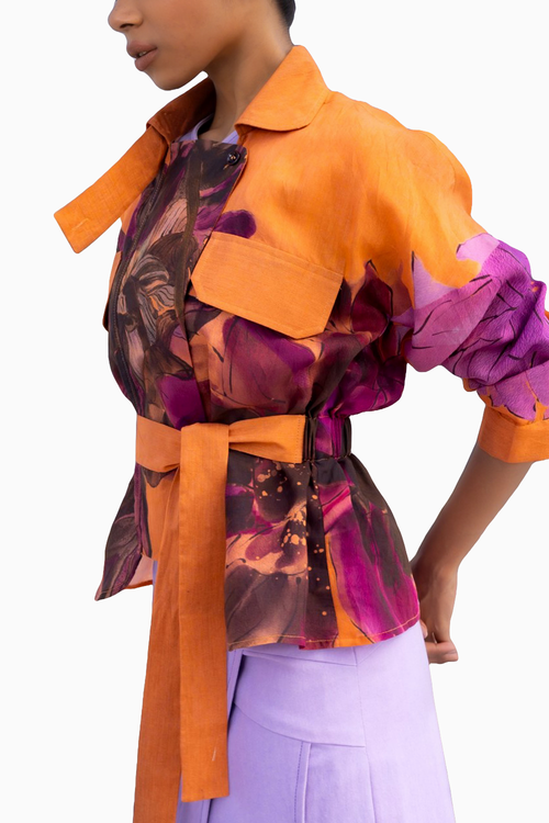 Dahlia Silk Biker Jacket