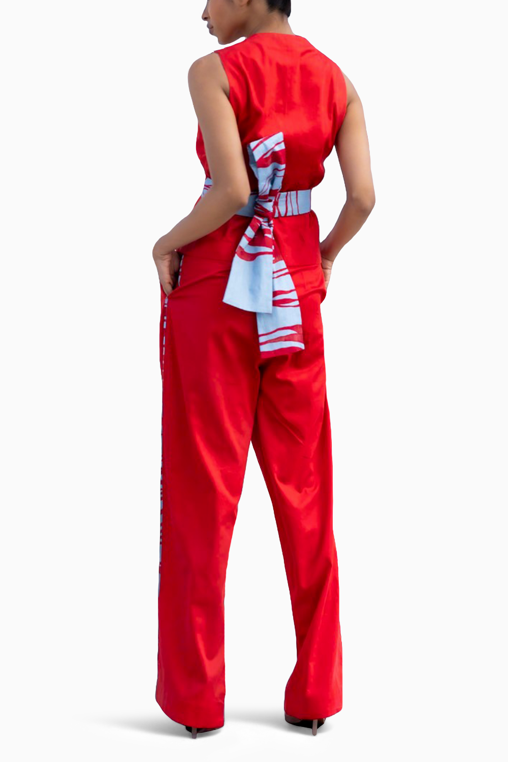 Red Waist Coat Pants Set