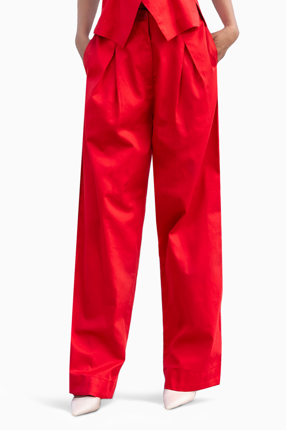 Red Waist Coat Pants Set