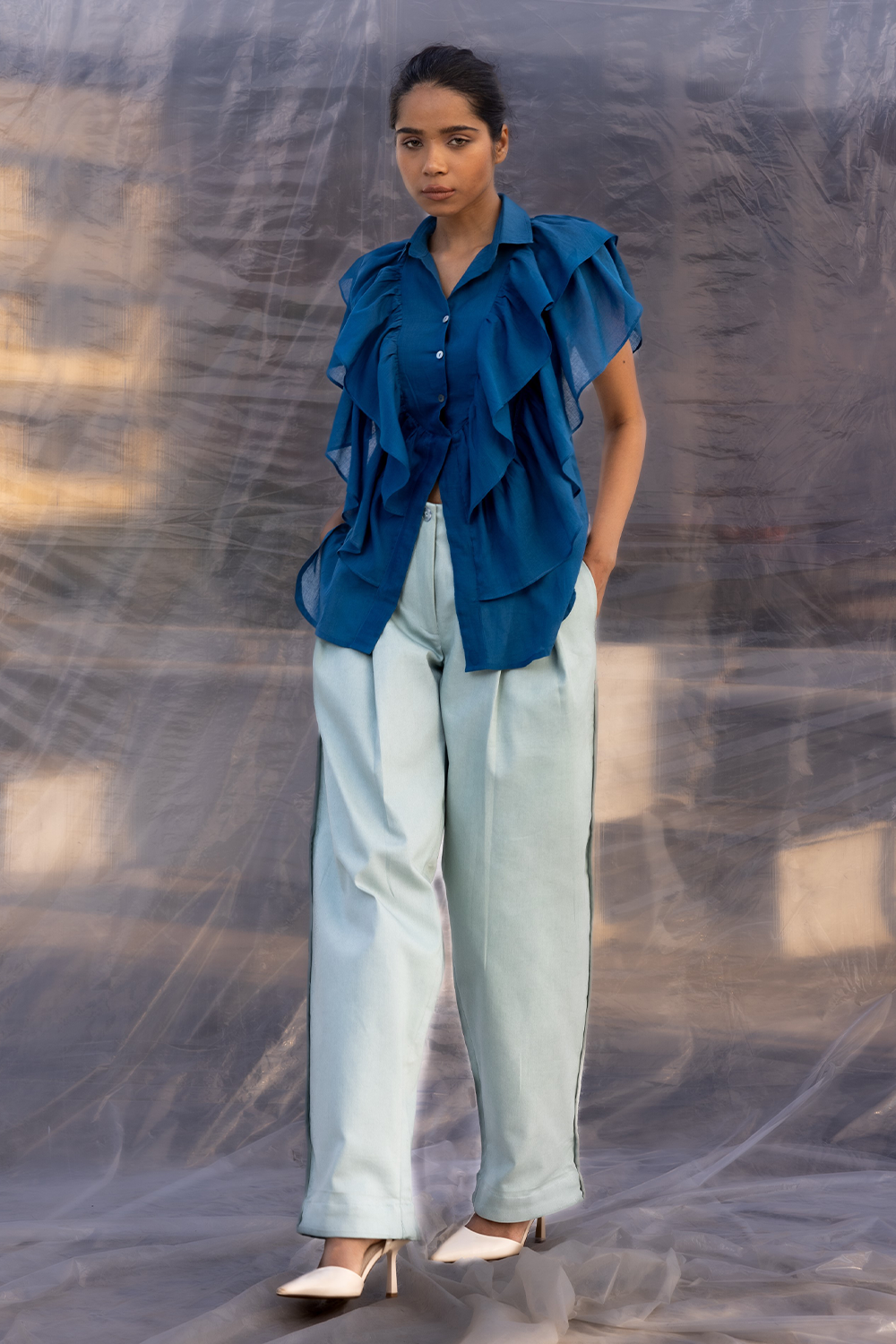 Frilled Denim Set