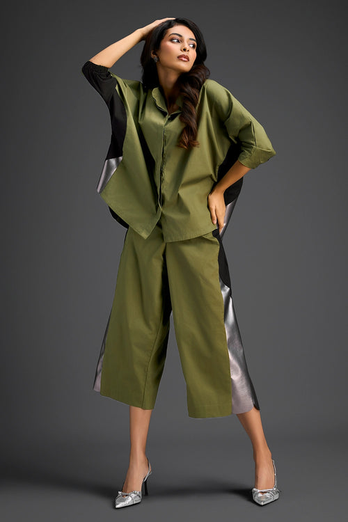 Olive Shirt and Pants Co-ord Set