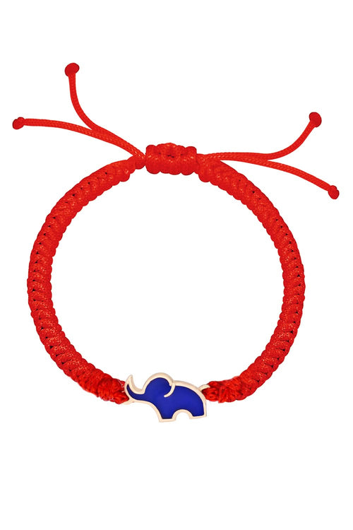 Baby Elephant Enamel 14KT Gold Cord Bracelet