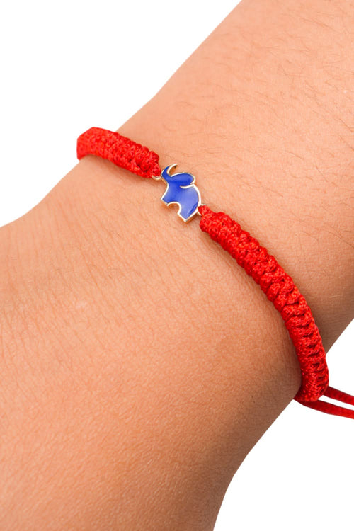 Baby Elephant Enamel 14KT Gold Cord Bracelet