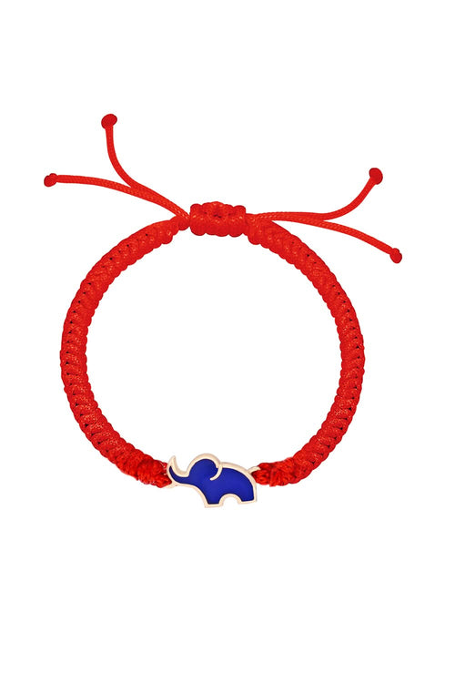 Baby Elephant Enamel 14KT Gold Cord Bracelet