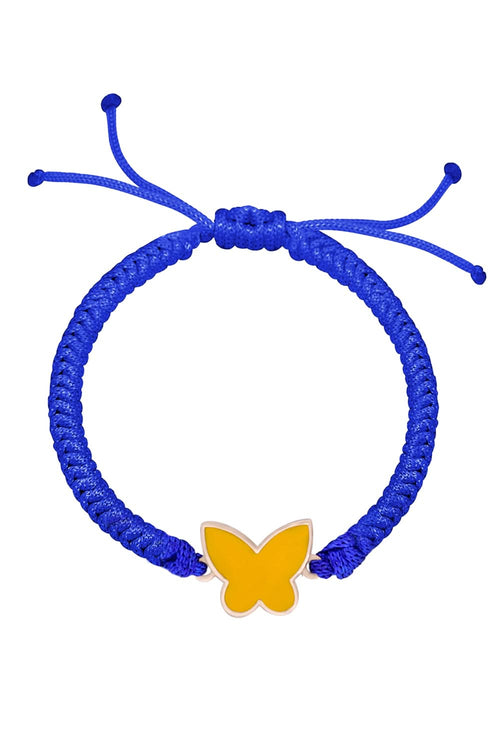 Baby Butterfly Enamel 14KT Gold Cord Bracelet