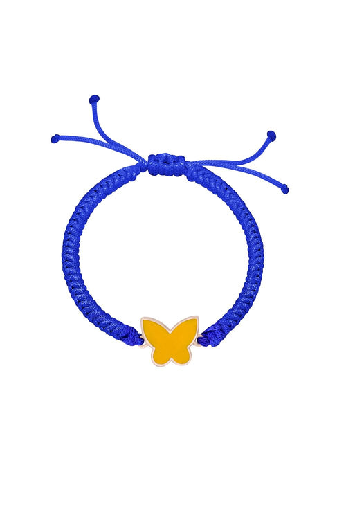 Baby Butterfly Enamel 14KT Gold Cord Bracelet
