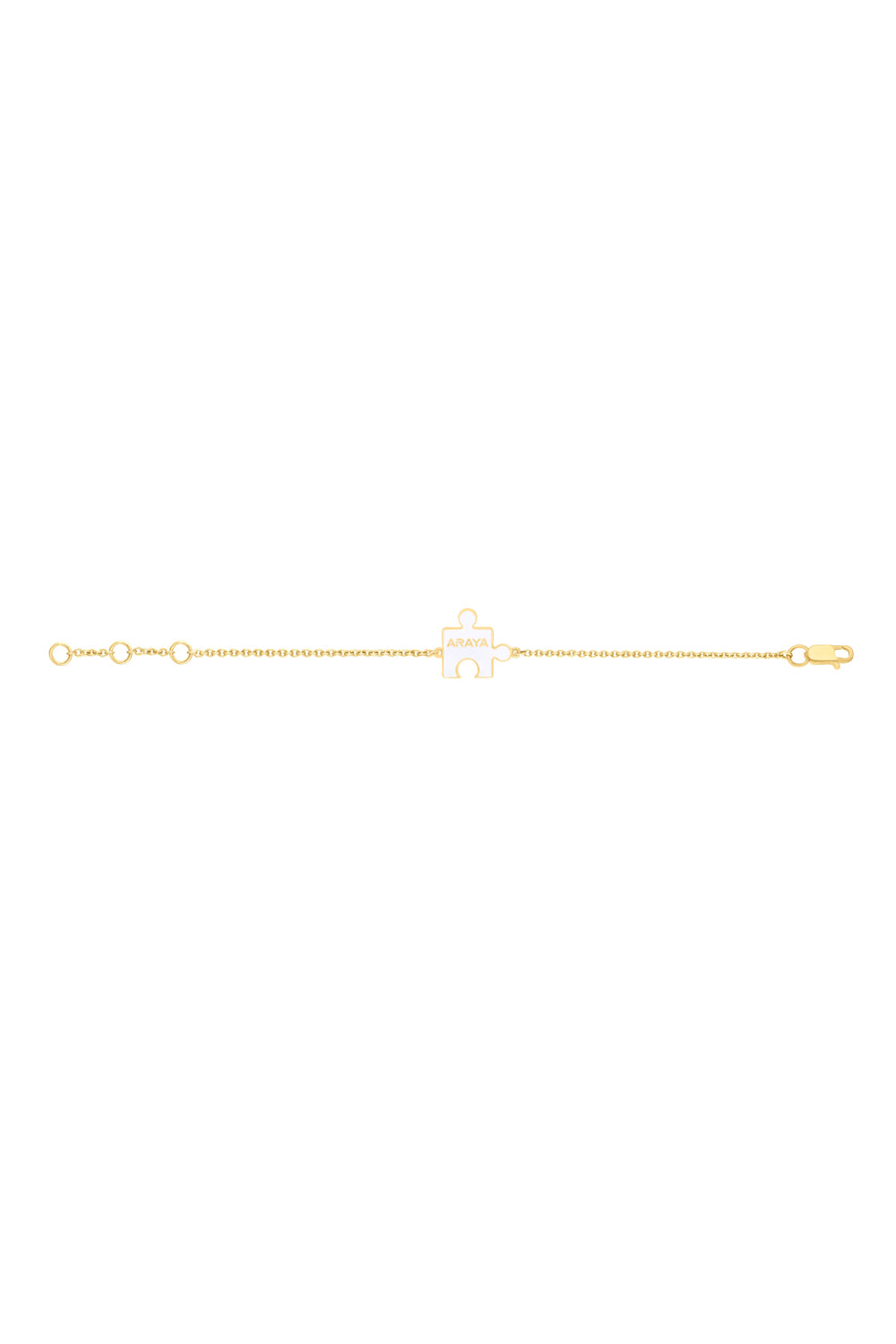 Personalised 14KT Baby White Puzzle Enamel Chain Bracelet