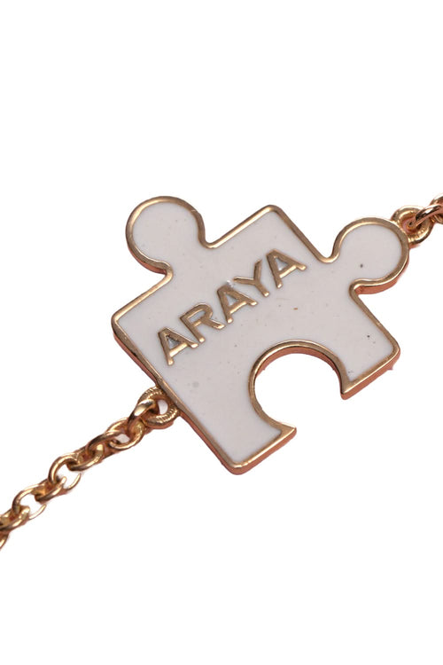 Personalised 14KT Baby White Puzzle Enamel Chain Bracelet