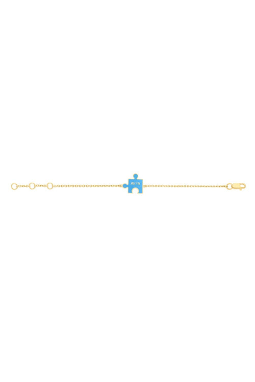 Personalised 14KT Baby Pink Puzzle Enamel Chain Bracelet