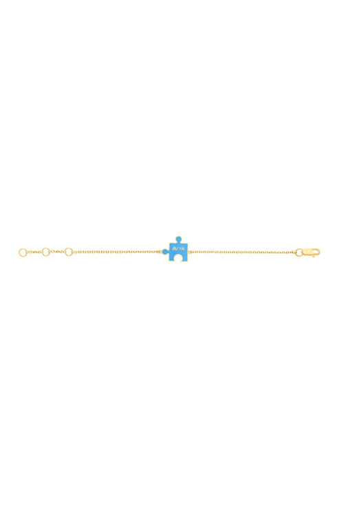 Personalised 14KT Baby Pink Puzzle Enamel Chain Bracelet