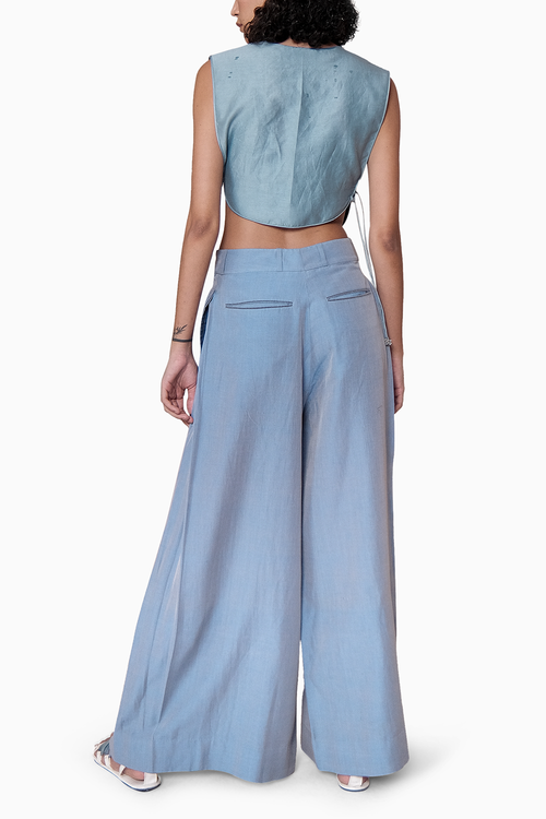 Colorblocked Textured Bib and Hakama Pants