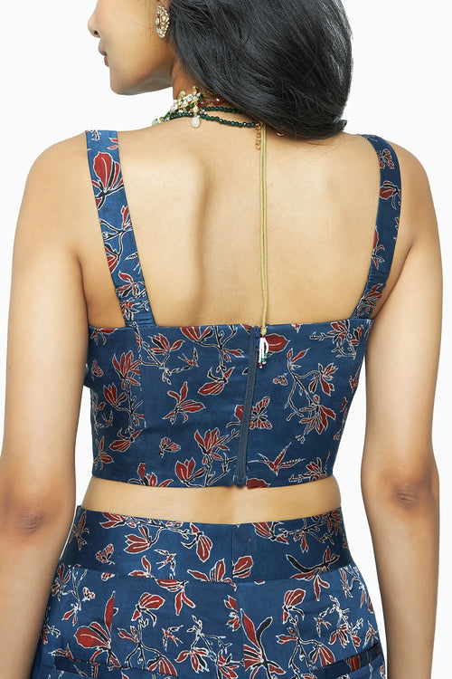 Indigo Bloom Corset Top