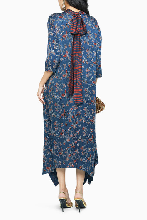 Indigo Cascade Dress