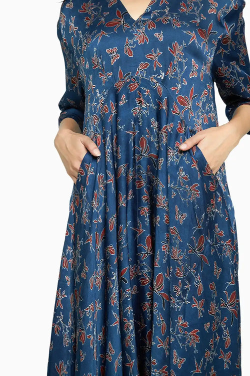 Indigo Cascade Dress