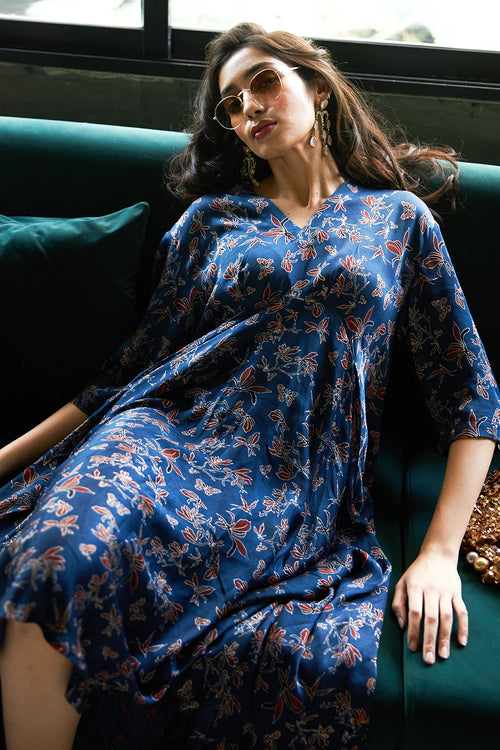 Indigo Cascade Dress