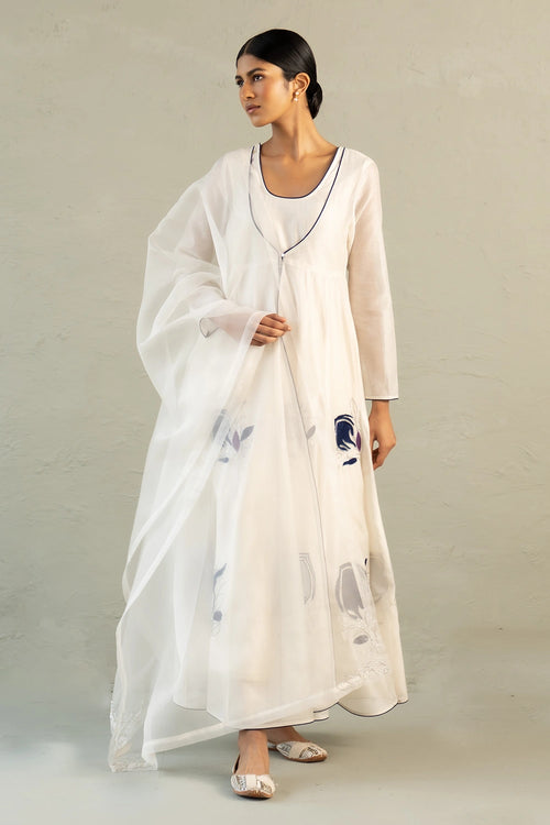 Blue Edit Anarkali With Dupatta