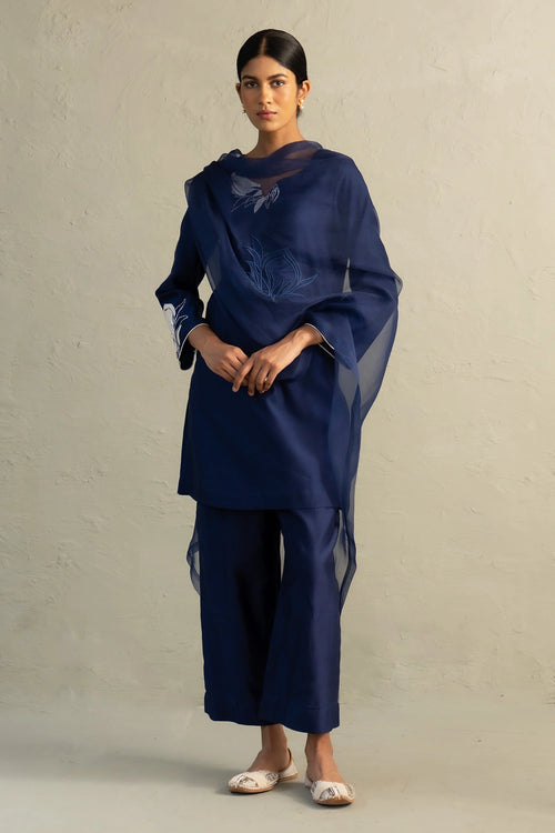 Blue Edit Tara Set With Dupatta