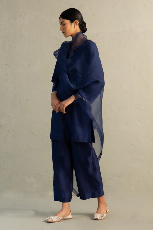 Blue Edit Tara Set With Dupatta