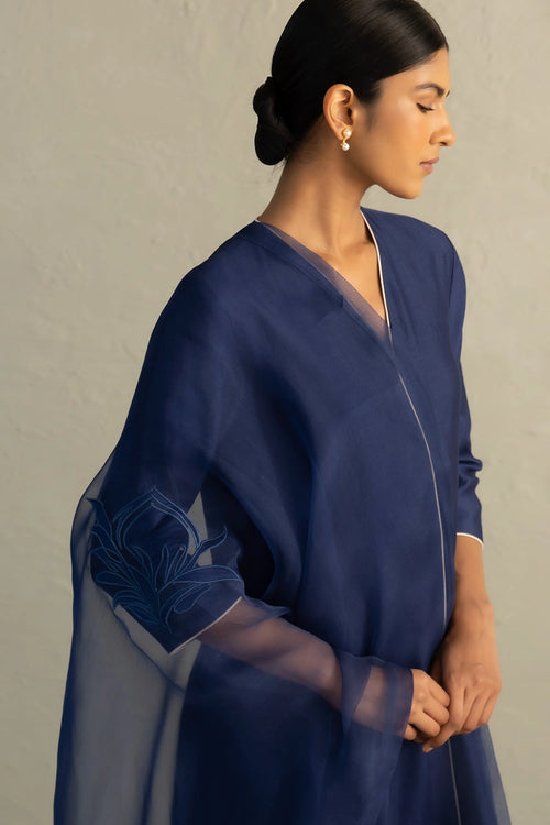 Blue Edit Hi-Lo Set With Dupatta