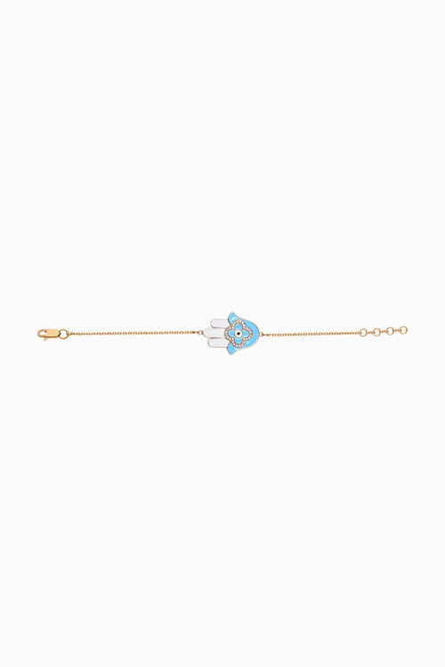 Turquoise Enamel Hamsa Hand Diamond Bracelet