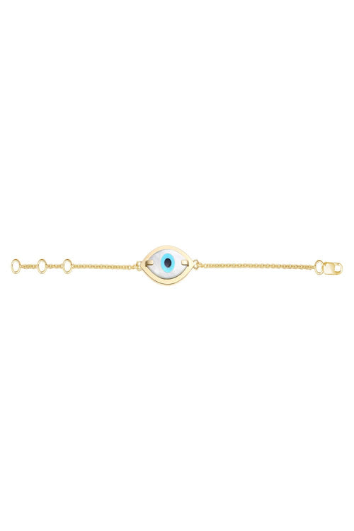 Gold Small Marquise Evil Eye Chain Bracelet