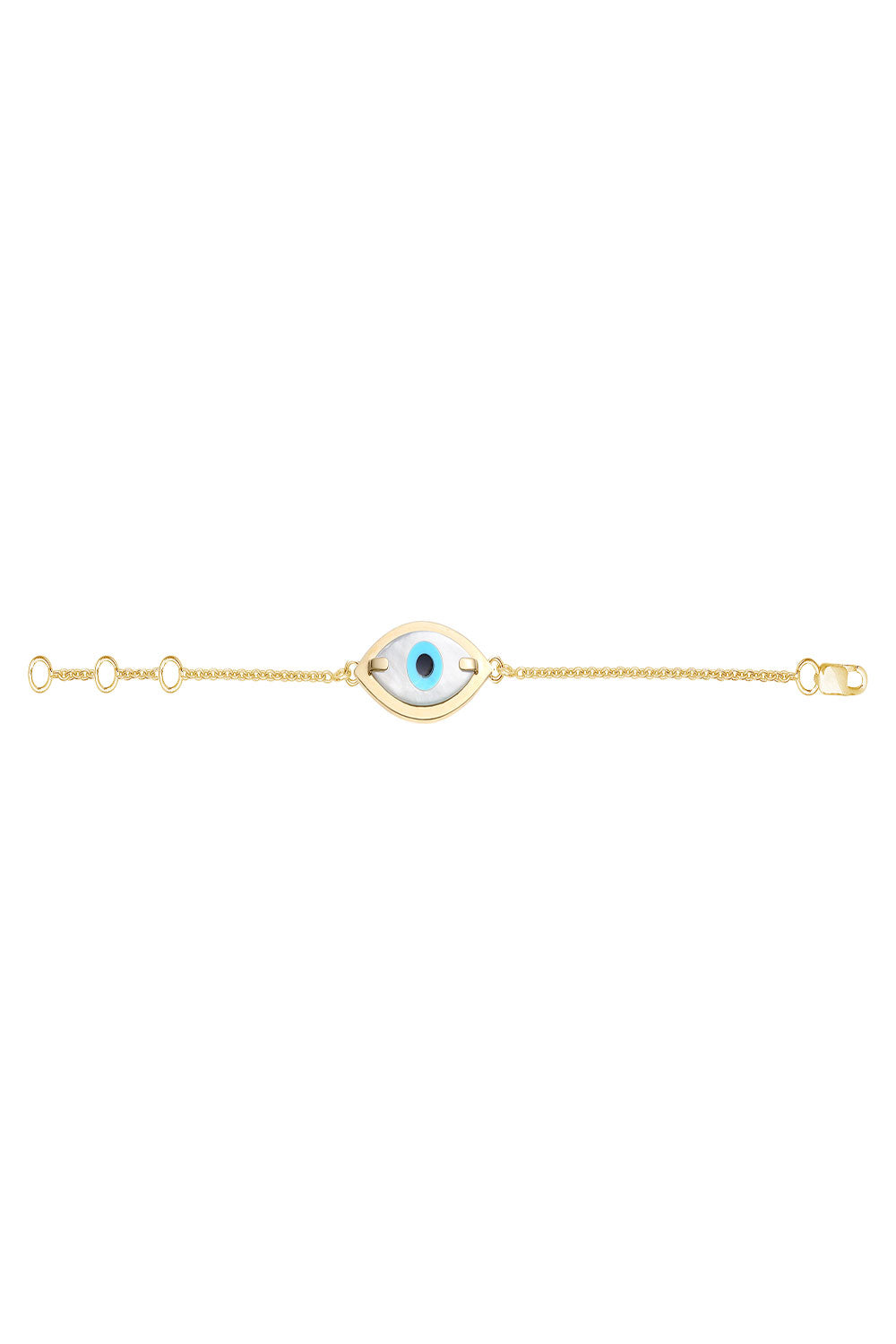 Gold Small Marquise Evil Eye Chain Bracelet